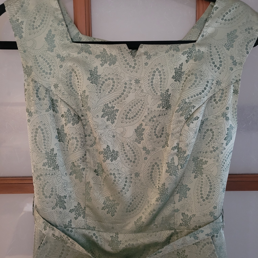 Elegant Green Floral Vintage Japanese Dress